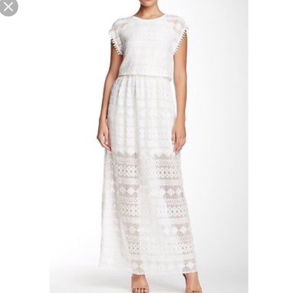 EVERLEIGH ANTHROPOLOGIE White Lace Maxi Dress